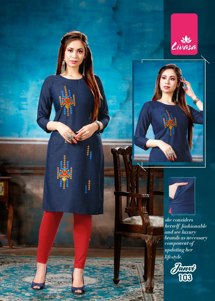 Livasa Janvi Printed Rayon Regular Wear Latest Kurti Collection